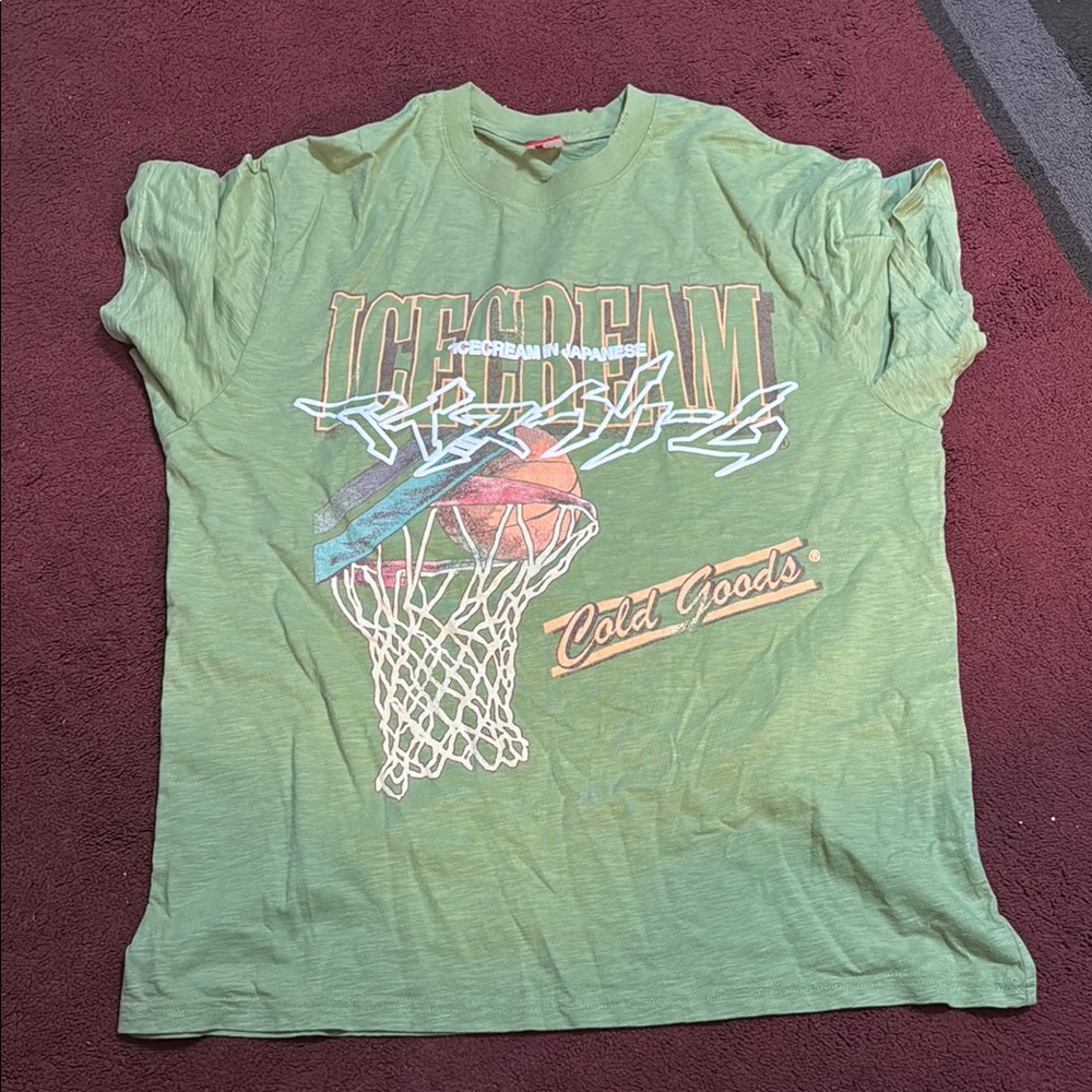 Icecream Japanese Green T-Shirt with Fun Graphic Patches